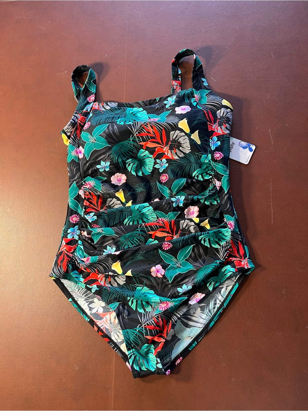 Women’s Black Tropical One-Piece Swimsuit NWT